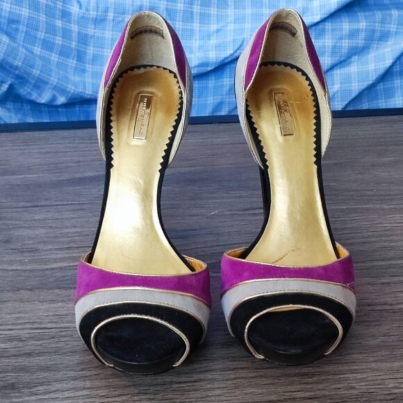 Report Signature peep toe cone heel suede multi-colour size 8 - Picture 2 of 11